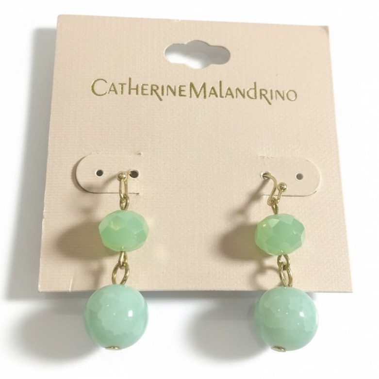 Nwt Catherine Malandrino Mint Green Faceted Bead Drop Earrings
